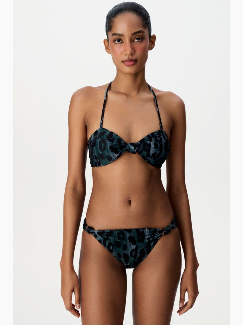 Clove top bikini senza spalline reversibile con stampa leopardata penti Marrone - Kiabi