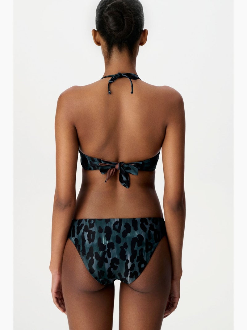 Clove top bikini senza spalline reversibile con stampa leopardata penti Marrone - Kiabi