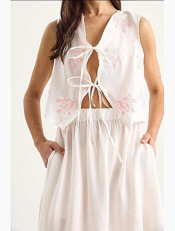 Co-ord blouse-gonna con chiusura a laccetti lucci