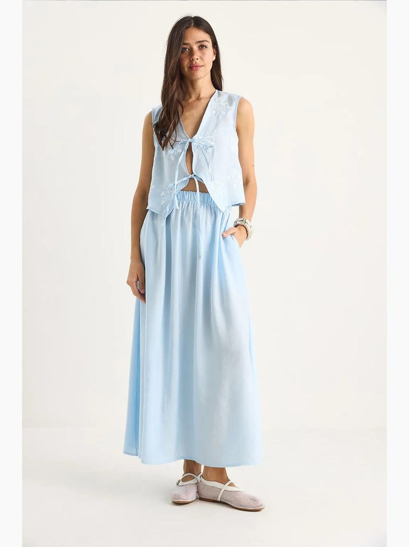 Co-ord blouse-gonna con chiusura a laccetti lucci Blu cielo - Kiabi