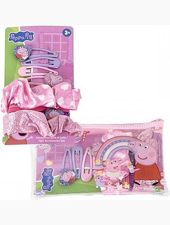 Cofanetto capelli bambina Peppa Pig con trousse: mollette, elastici, elastici