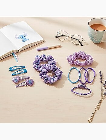 Cofanetto capelli bambino Stitch blu e viola : 10 accessori