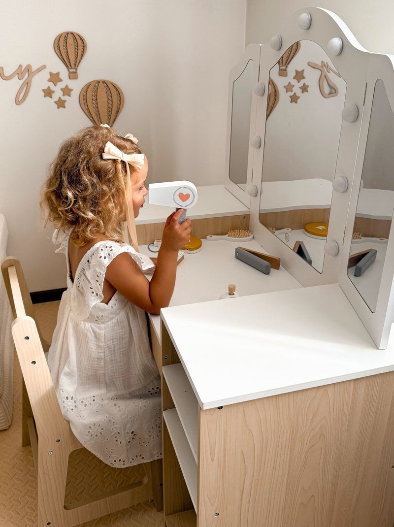 Coiffeuse in legno per bambini con LED e accessori trucco N/D - Kiabi