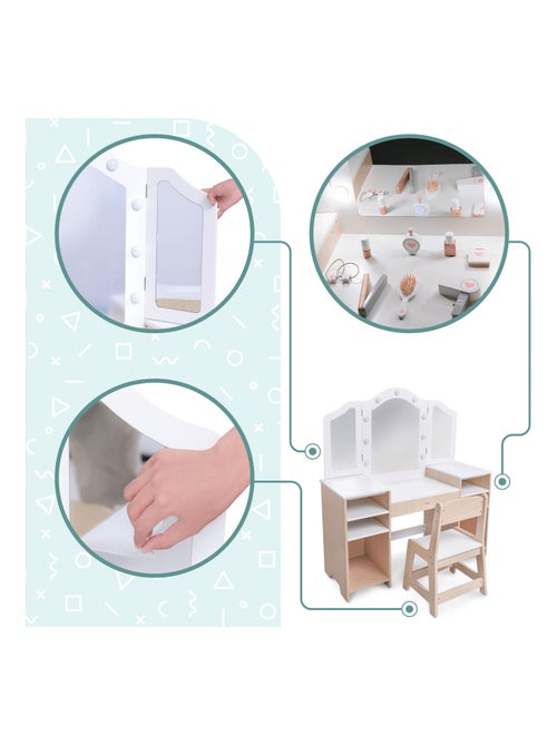 Coiffeuse in legno per bambini con LED e accessori trucco - Kiabi