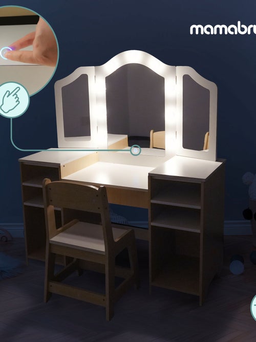 Coiffeuse in legno per bambini con LED e accessori trucco - Kiabi