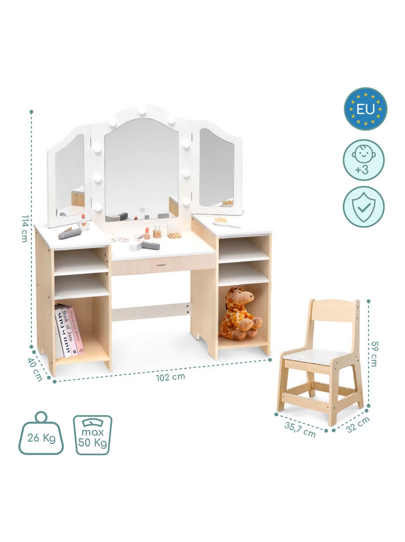 Coiffeuse in legno per bambini con LED e accessori trucco N/D - Kiabi