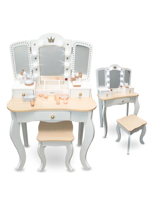 Coiffeuse in legno XXL con LED, sgabello e accessori per bambina - Kiabi Coiffeuse in legno XXL con LED, sgabello e accessori per bambina - Kiabi