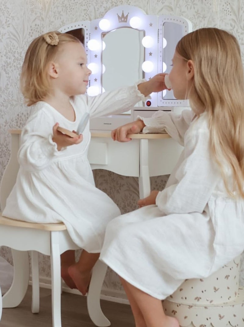 Coiffeuse in legno XXL con LED, sgabello e accessori per bambina N/D - Kiabi