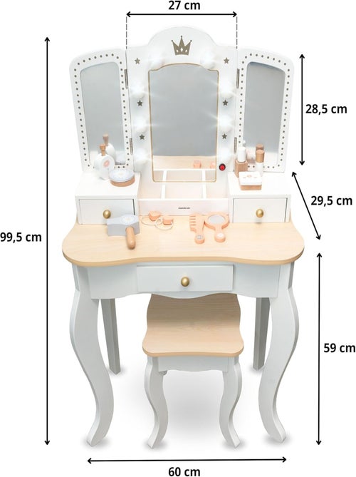 Coiffeuse in legno XXL con LED, sgabello e accessori per bambina - Kiabi Coiffeuse in legno XXL con LED, sgabello e accessori per bambina - Kiabi