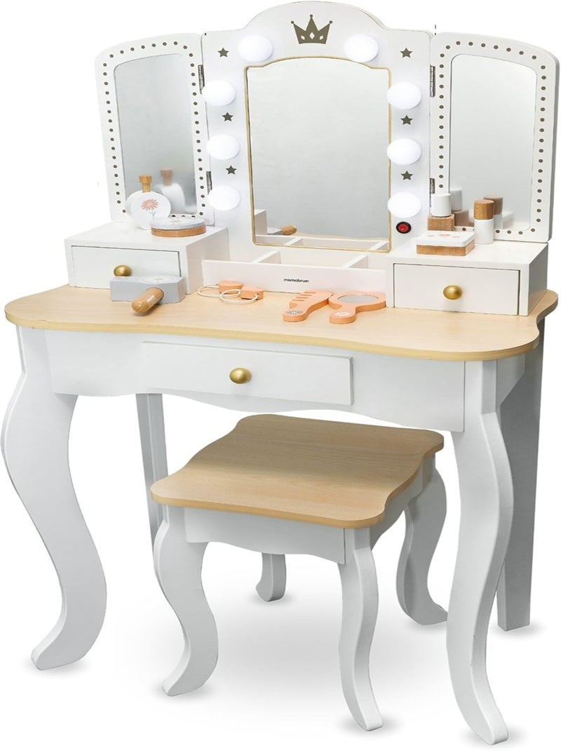 Coiffeuse in legno XXL con LED, sgabello e accessori per bambina N/D - Kiabi