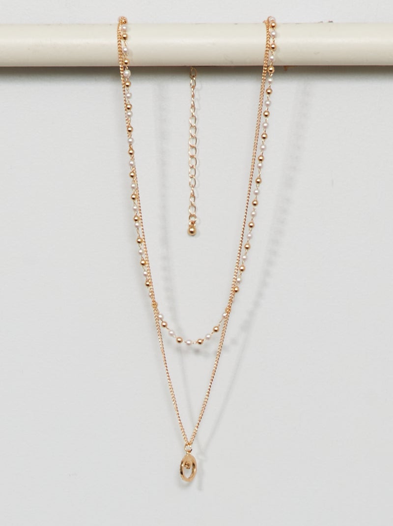 Collana a doppio filo con perle e strass BEIGE - Kiabi
