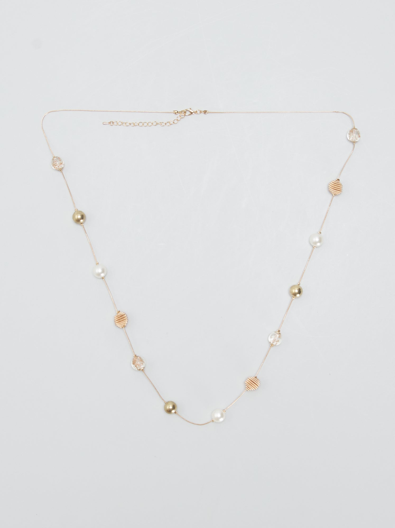 Collana Lunga Donna In Resina Bianca - Perle Graduate, 86 Cm, Senza Chiusura, Stile Casual