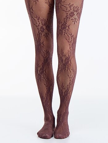 Collant a fiori effetto pizzo