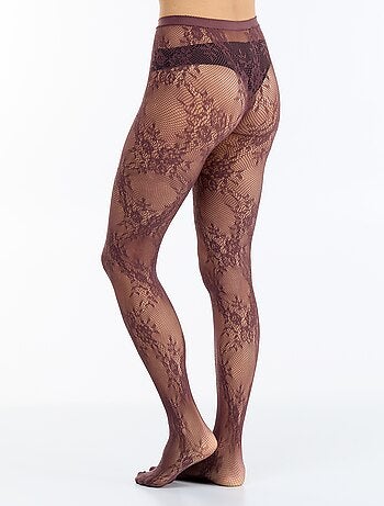 Collant a fiori effetto pizzo