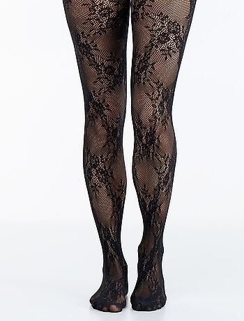 Collant a fiori effetto pizzo