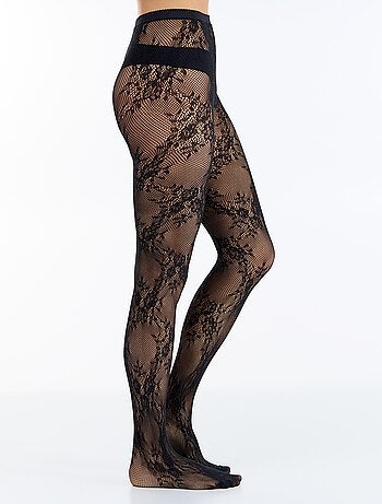 Collant a fiori effetto pizzo