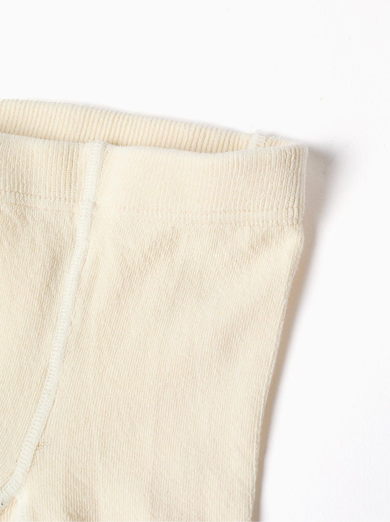 Collant a maglia a costine anti-pilling Ecru - Kiabi