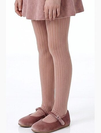 Collant bambina pretty a coste in cotone, paio penti