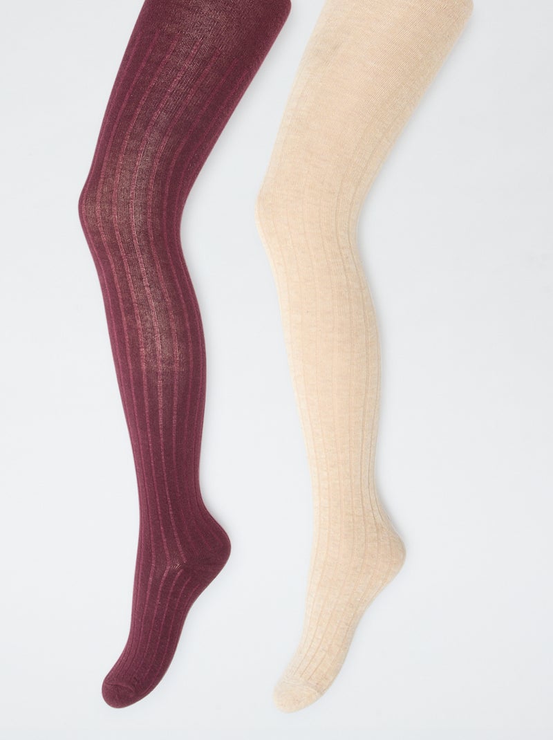 Collant caldi in maglia a coste - Set di 2 Marrone - Kiabi