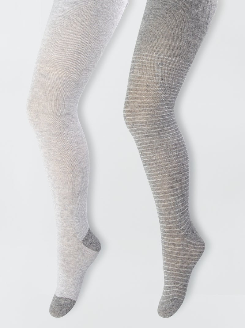 Collant con motivi a fantasia - Set di 2 GRIGIO - Kiabi