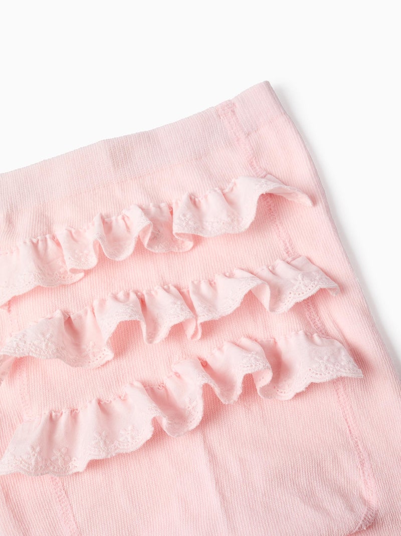 Collant con volant con broderie anglaise Rosa chiaro - Kiabi