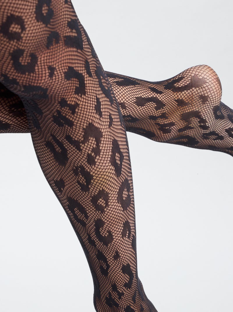 Collant fantasia a rete con motivo leopardato Nero - Kiabi