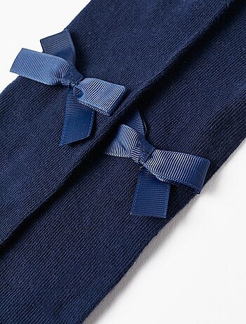 Collant in cotone con fiocco di raso