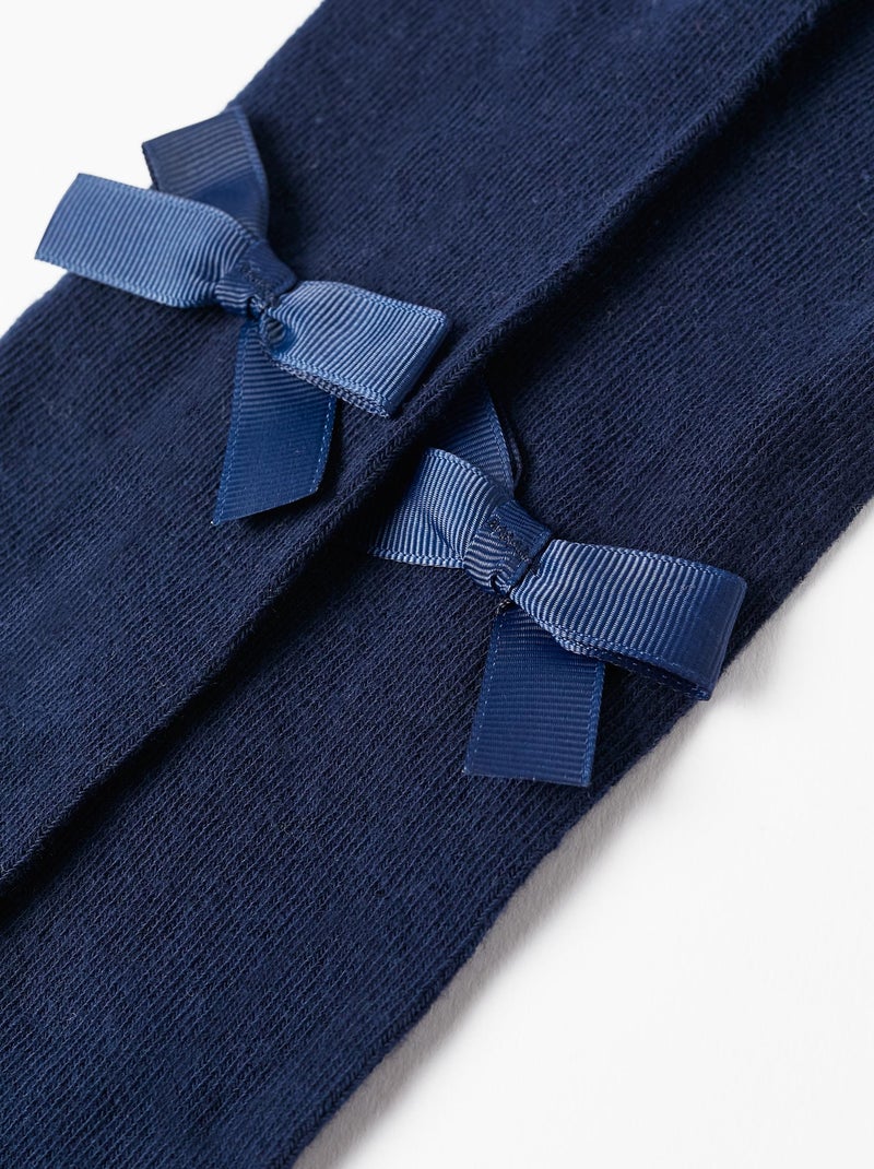 Collant in cotone con fiocco di raso Blu scuro - Kiabi