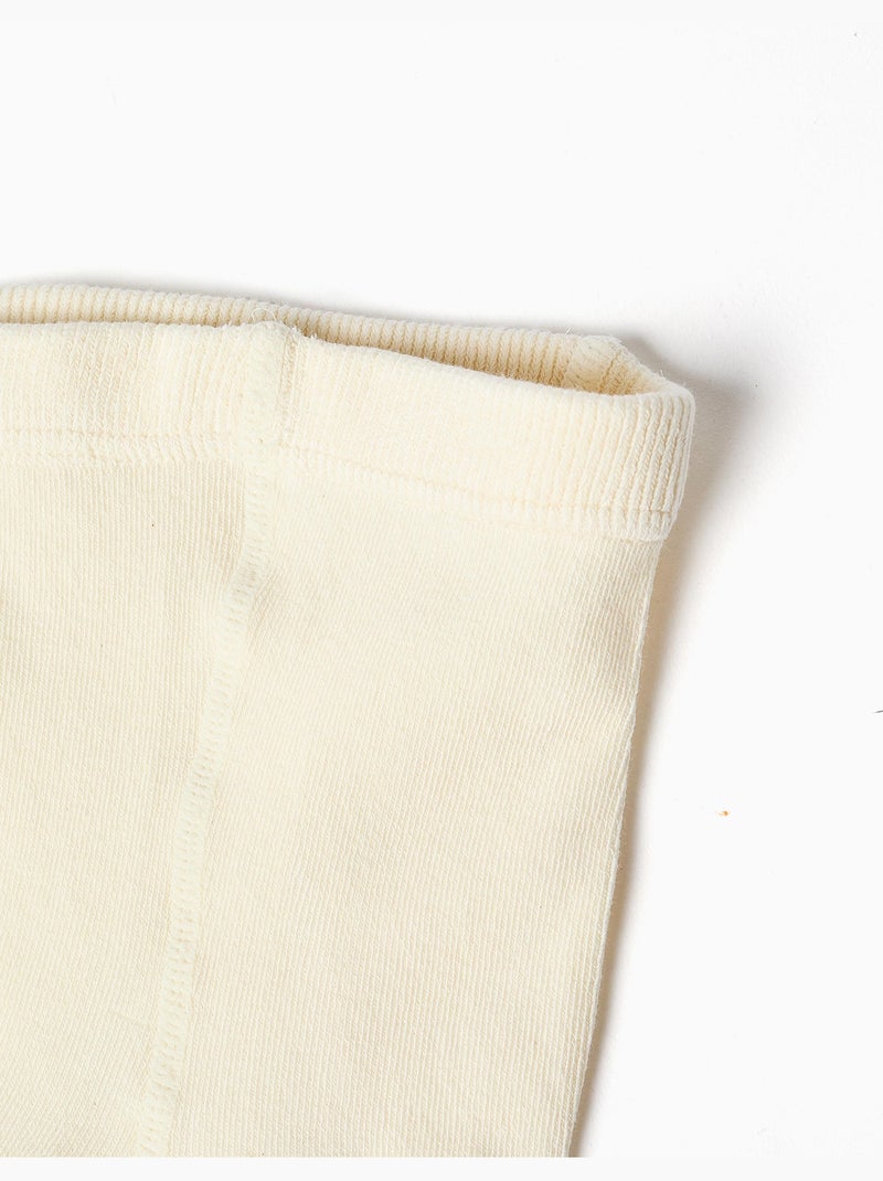 Collant in maglia a costine anti-pilling Ecru - Kiabi