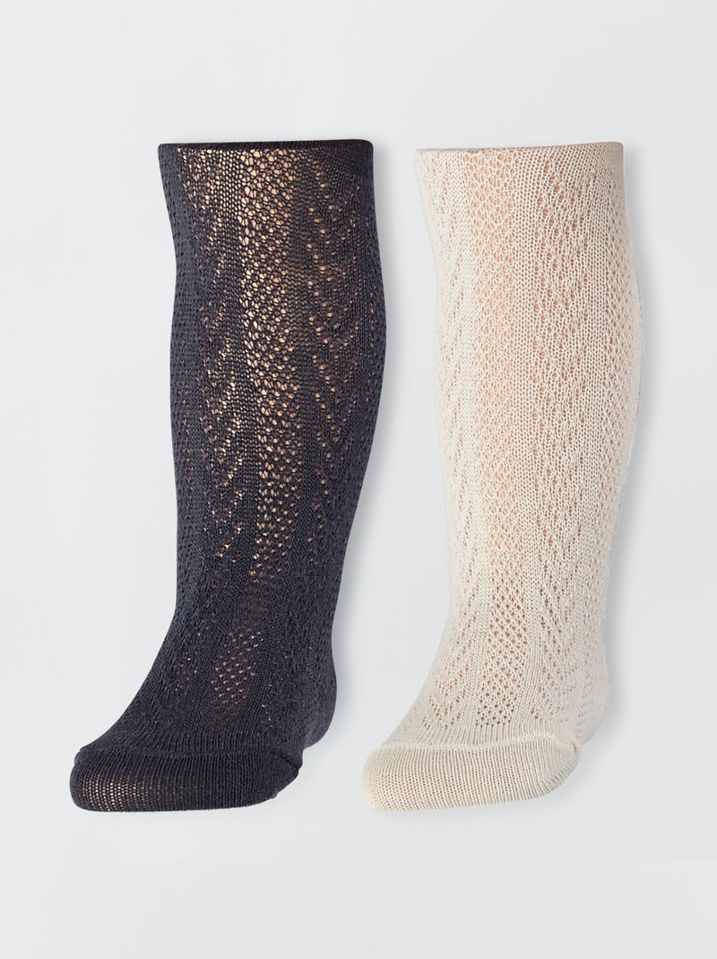 Collant in maglia a trecce - Set di 2 BIANCO - Kiabi