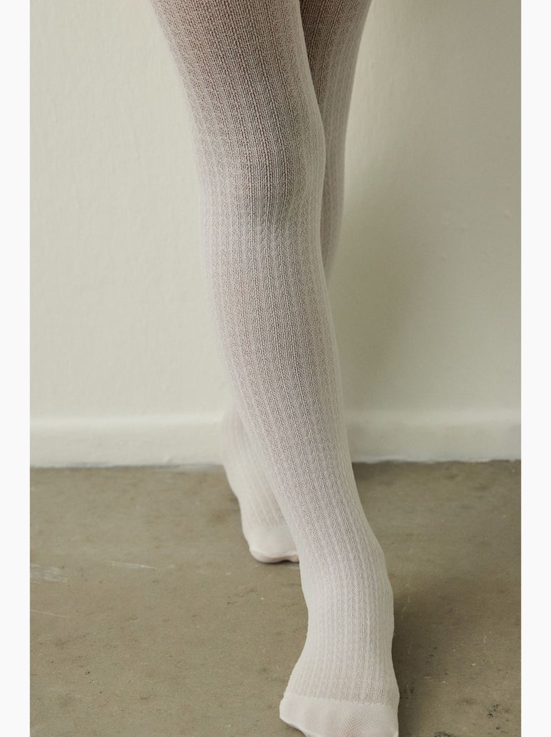 Collant micro pretty denye bambina penti Bianco - Kiabi