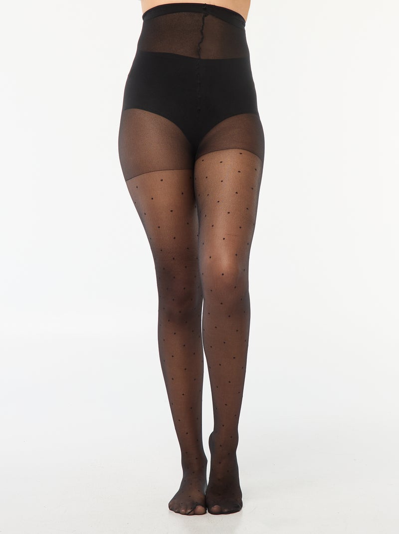 Collant plumetis a pois - 30D nero - Kiabi