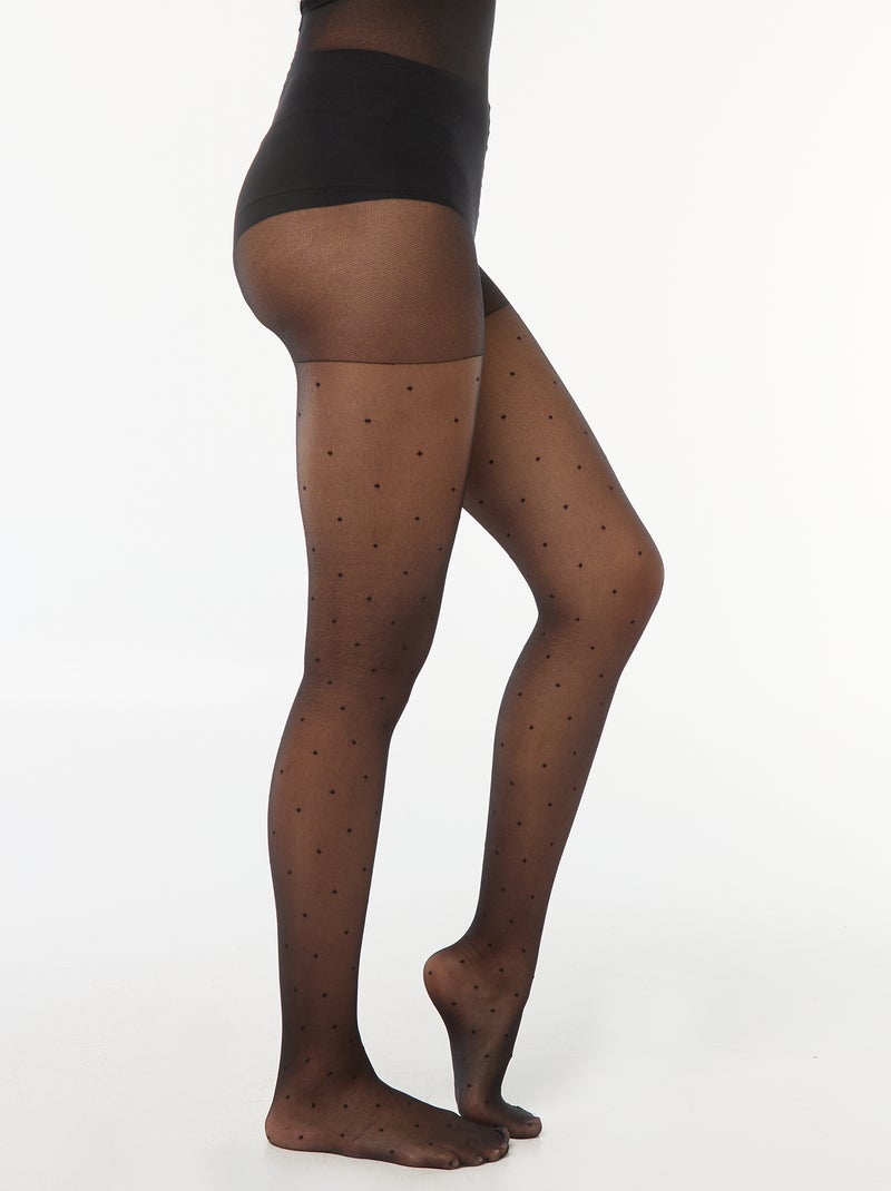 Collant plumetis a pois - 30D nero - Kiabi