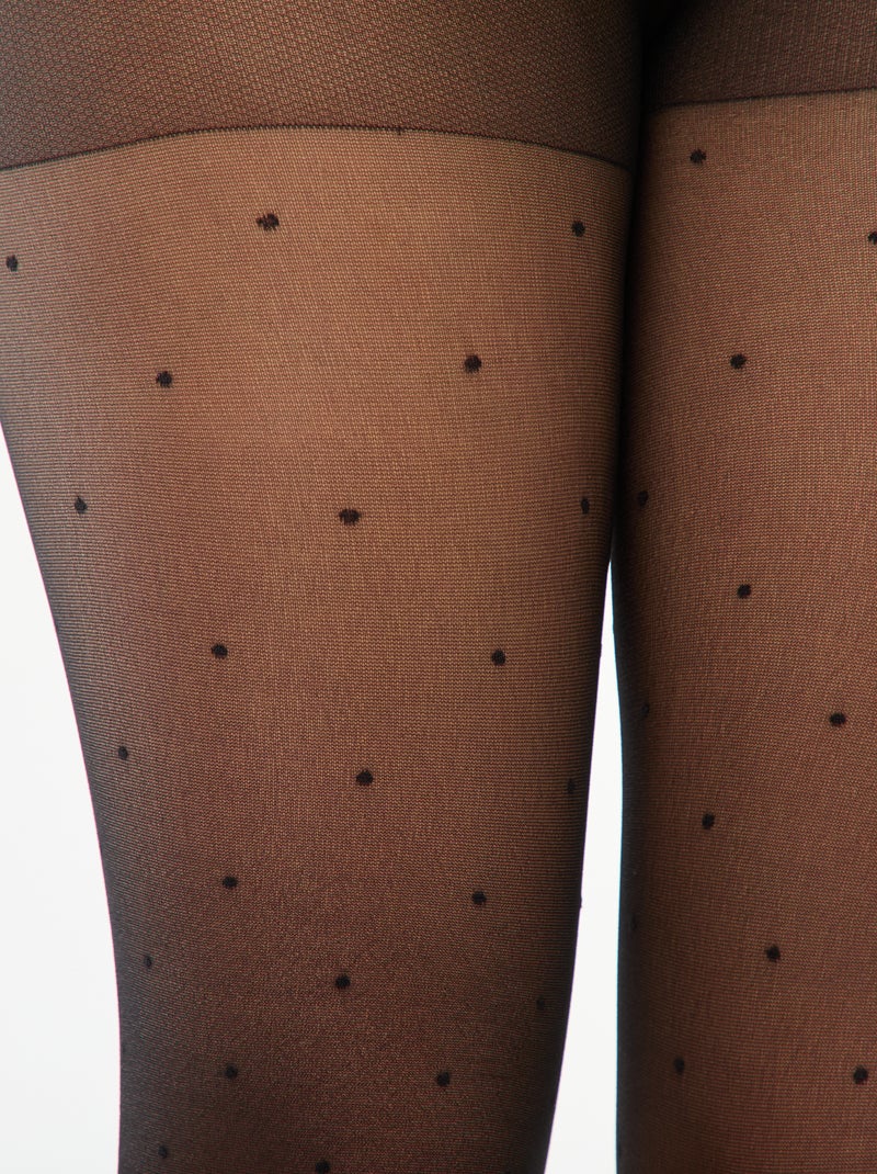 Collant plumetis a pois - 30D nero - Kiabi