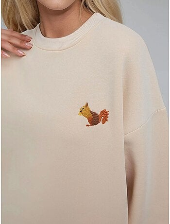 Comfort felpa girocollo con motivo animalier ricamato in rilievo hiccup