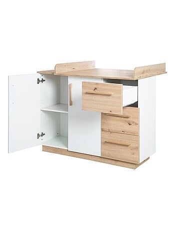 Comò fasciatoio 2 ante e 3 cassetti decor rovere "Roba Lion