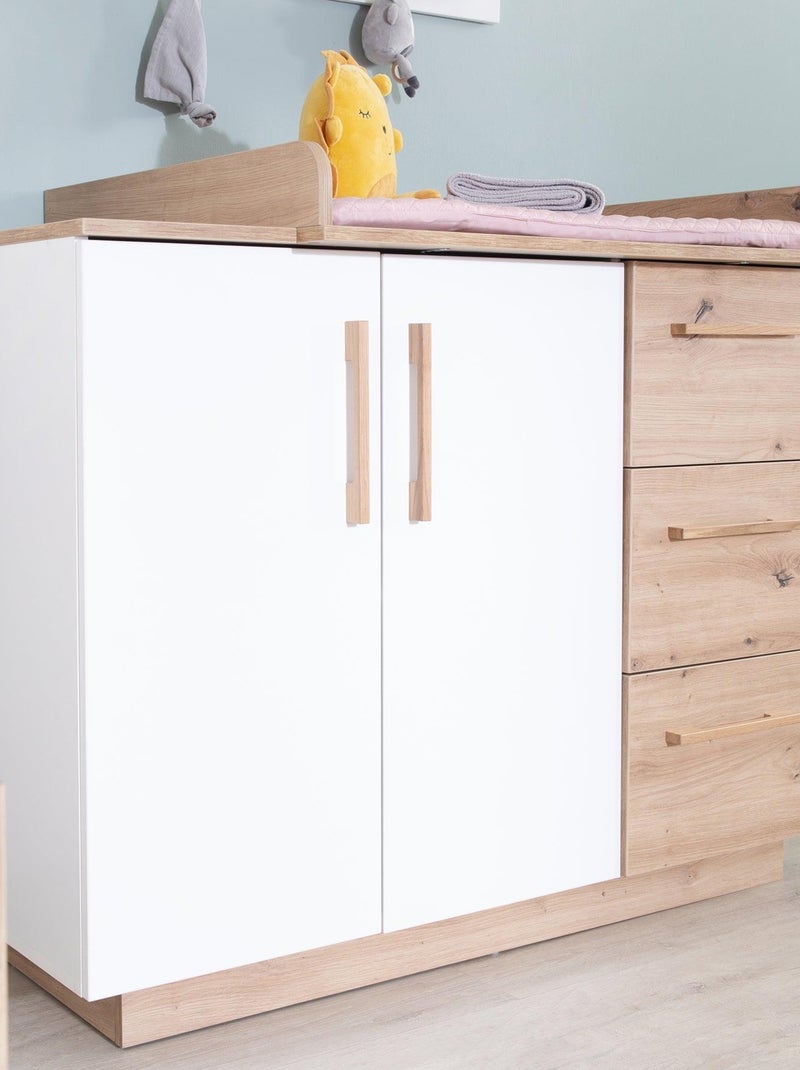 Comò fasciatoio 2 ante e 3 cassetti decor rovere "Roba Lion" Bianco Marrone - Kiabi