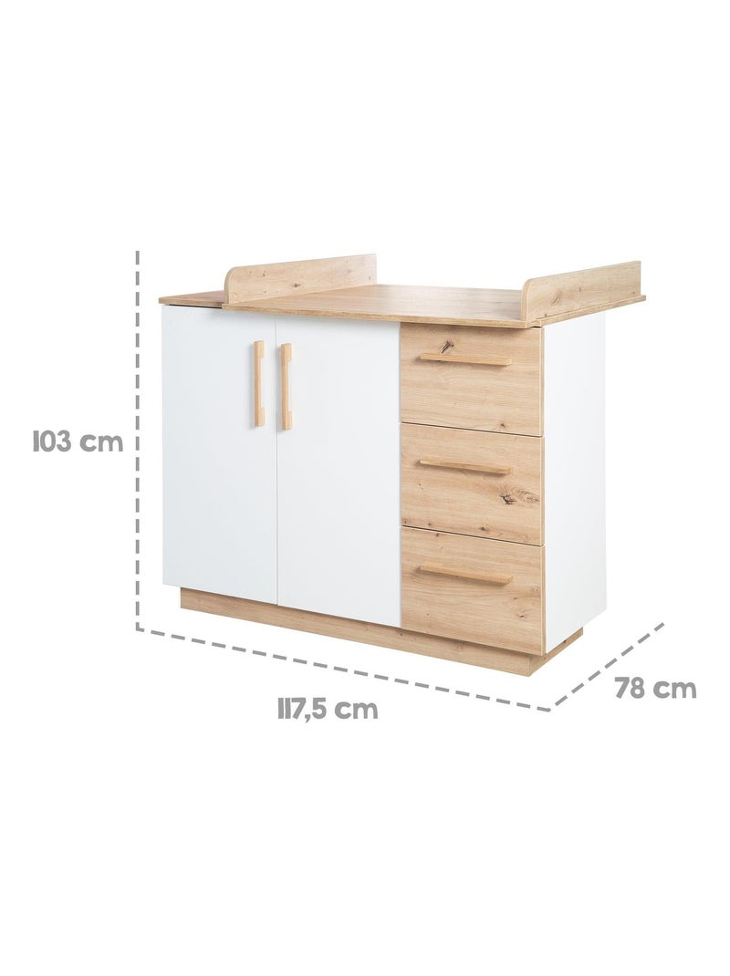 Comò fasciatoio 2 ante e 3 cassetti decor rovere "Roba Lion" Bianco Marrone - Kiabi