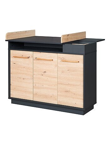 Comò fasciatoio 3 ante e vani aperti decor rovere "Roba Lenn