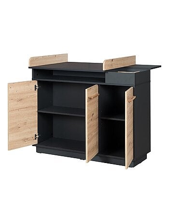 Comò fasciatoio 3 ante e vani aperti decor rovere "Roba Lenn