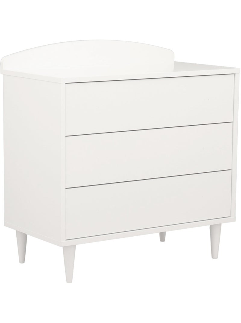 Comò fasciatoio a 3 cassetti con frontale e gambe in legno laccato - apertura a - SAUTHON Bianco - Kiabi