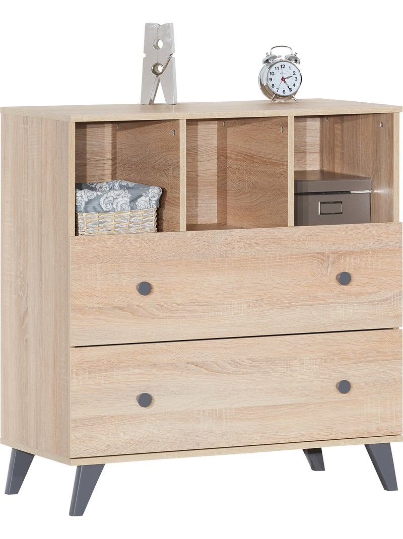 Comò fasciatoio con 2 cassetti e 3 scomparti, finitura in - SAUTHON Grigio marrone - Kiabi