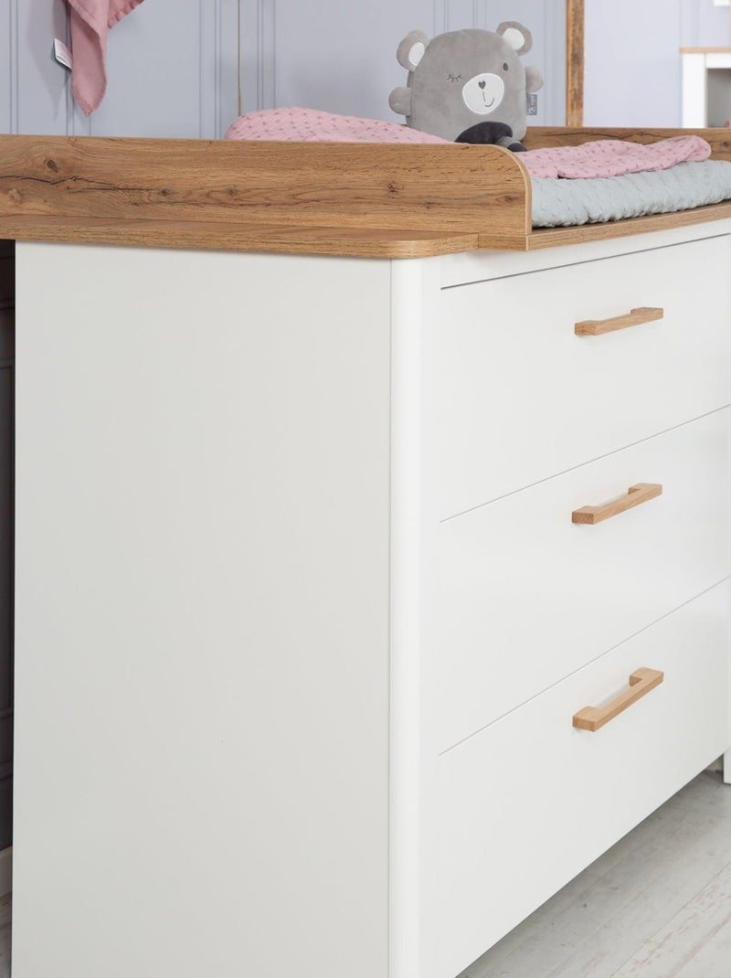 Comò fasciatoio evolutivo 3 cassetti effetto rovere – ROBA "Ava" Bianco - Kiabi