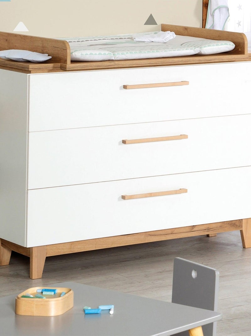 Comò fasciatoio evolutivo 3 cassetti effetto rovere – ROBA "Finn" Bianco - Kiabi