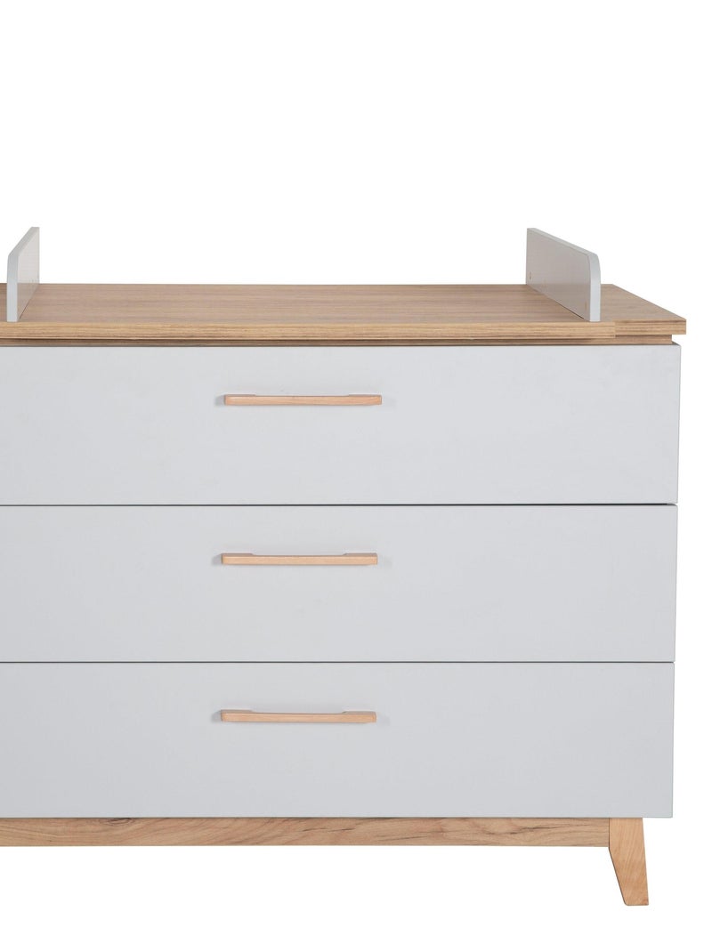 Comò fasciatoio evolutivo 3 cassetti in effetto rovere – ROBA "Caro" Grigio marrone - Kiabi