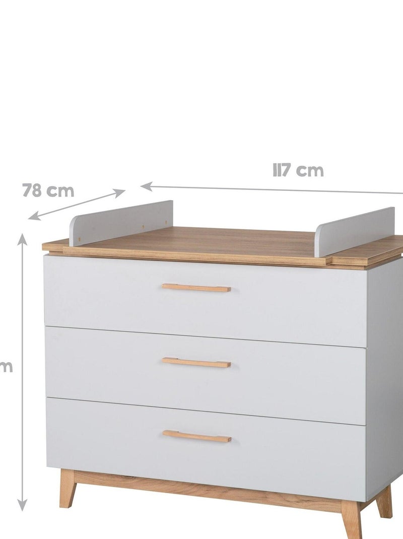 Comò fasciatoio evolutivo 3 cassetti in effetto rovere – ROBA "Caro" Grigio marrone - Kiabi