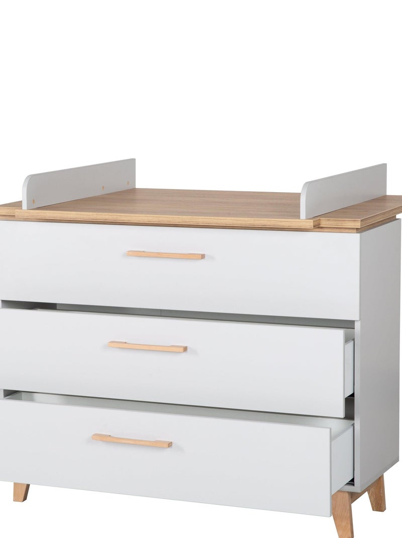 Comò fasciatoio evolutivo 3 cassetti in effetto rovere – ROBA "Caro" Grigio marrone - Kiabi