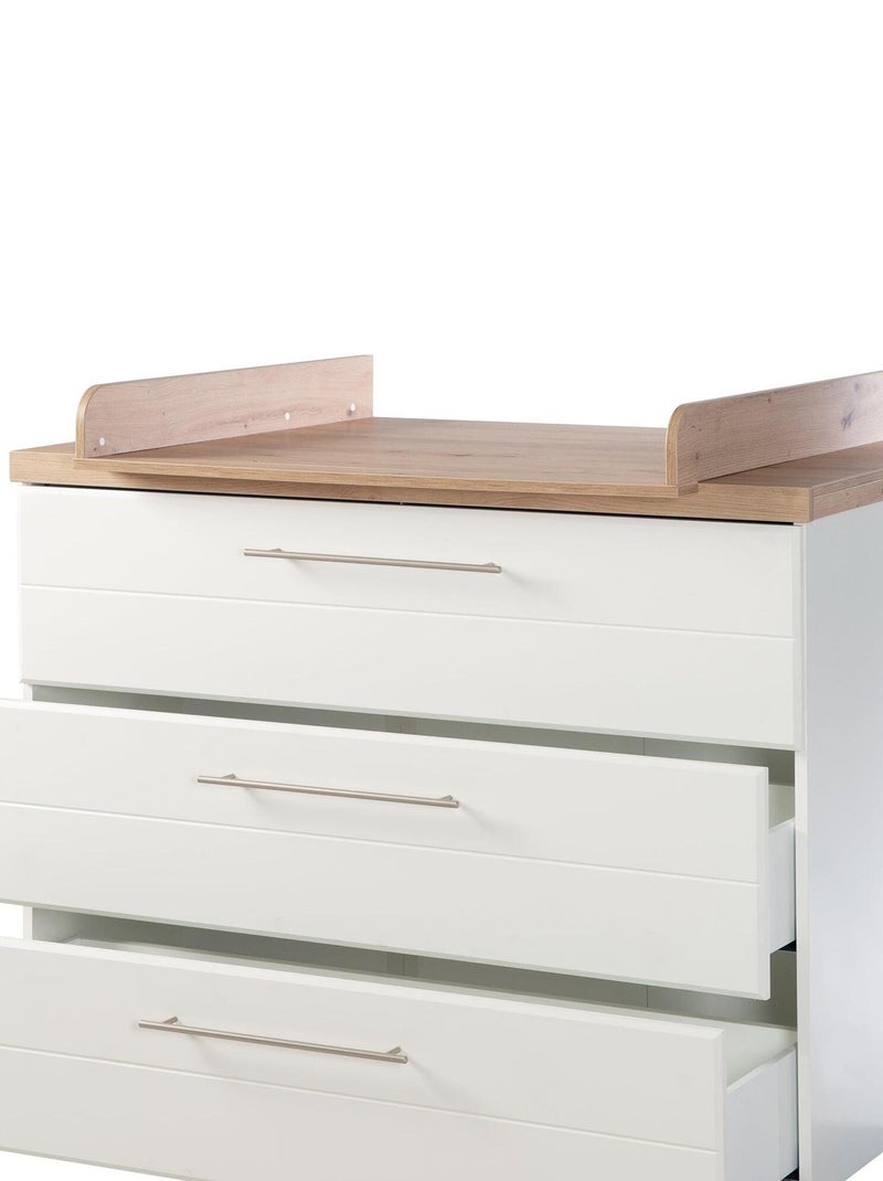 Comò fasciatoio evolutivo 3 cassetti in effetto rovere – ROBA "Nele" Bianco - Kiabi