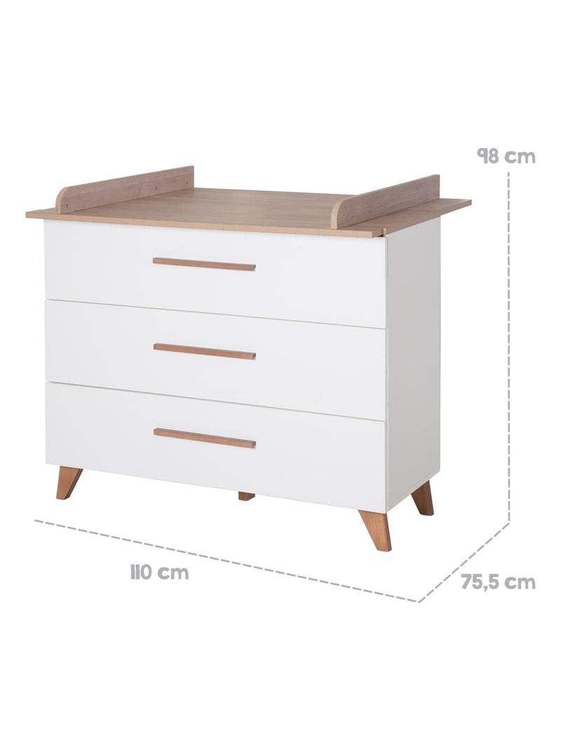 Comò fasciatoio evolutivo 3 cassetti in legno – ROBA "Ole" Bianco - Kiabi