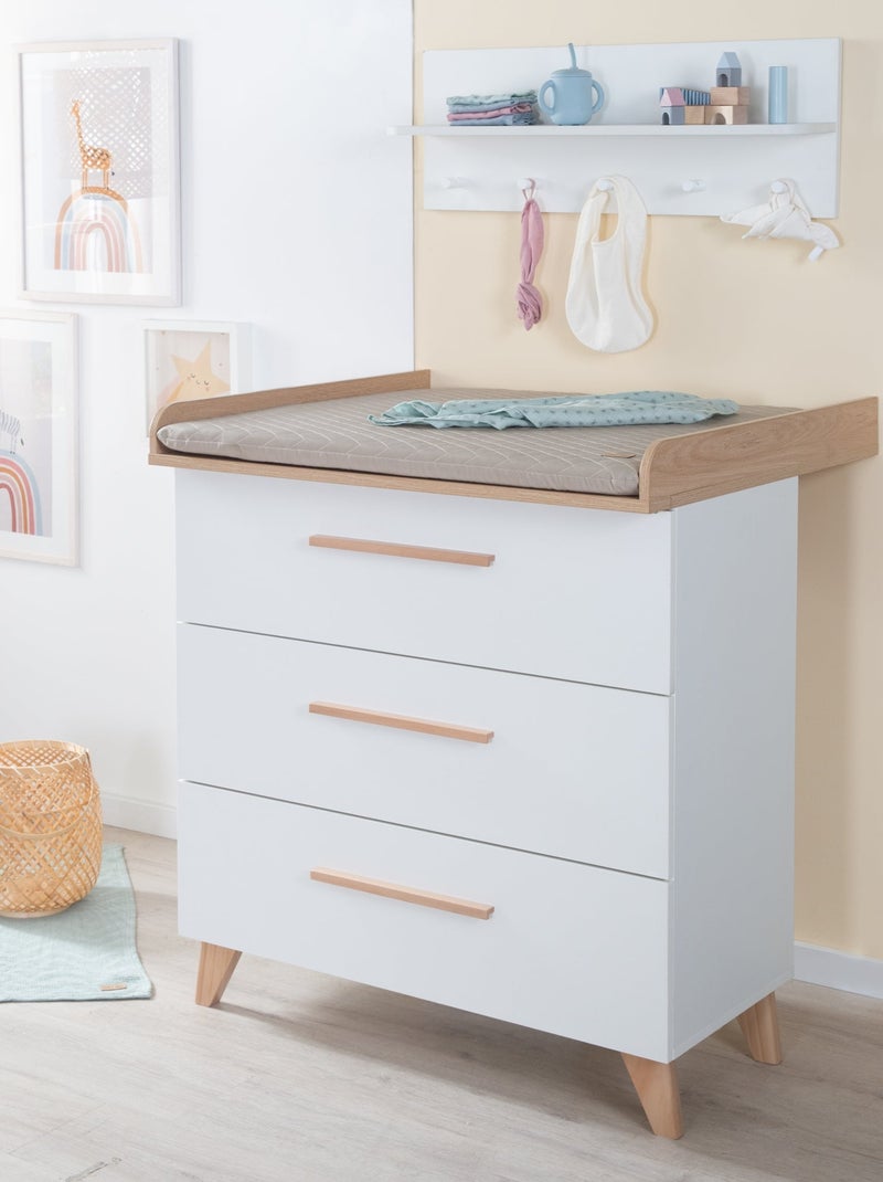 Comò fasciatoio evolutivo 3 cassetti "Roba Leon" Bianco/Legno - Kiabi
